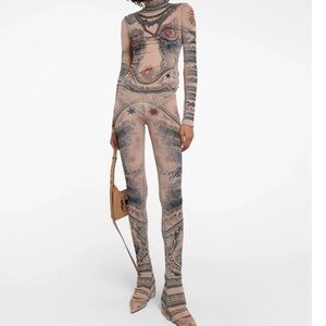 Jean Paul Gaultier Intricate Blue and Cream Jumpsuit